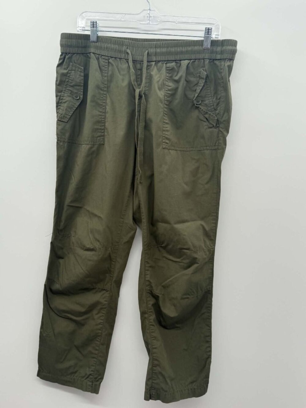 LOFT Womens olive Green Utility Cargo Pants Drawsting Elastic waist Size 10